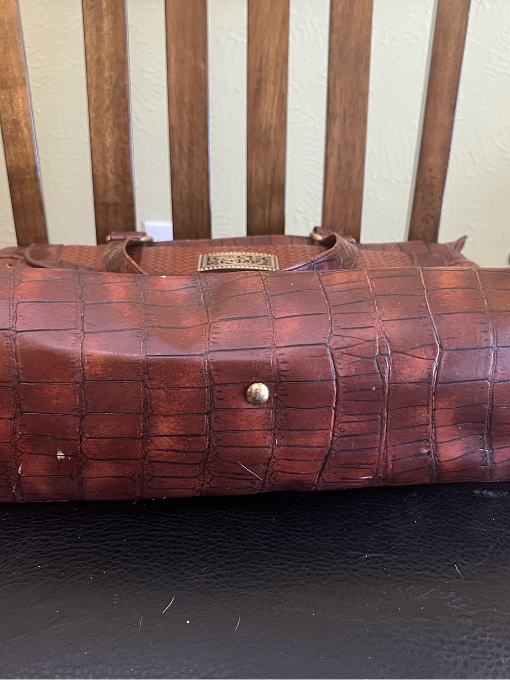 Coldwater Creek Brown Woven Leather Tote Bag - Picture 10 of 16